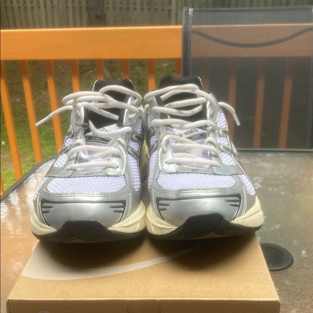 Asics Silver and Black Athletic Shoes with Supportive Midsole